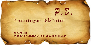 Preininger Dániel névjegykártya