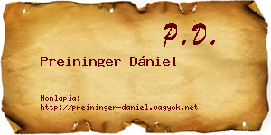 Preininger Dániel névjegykártya